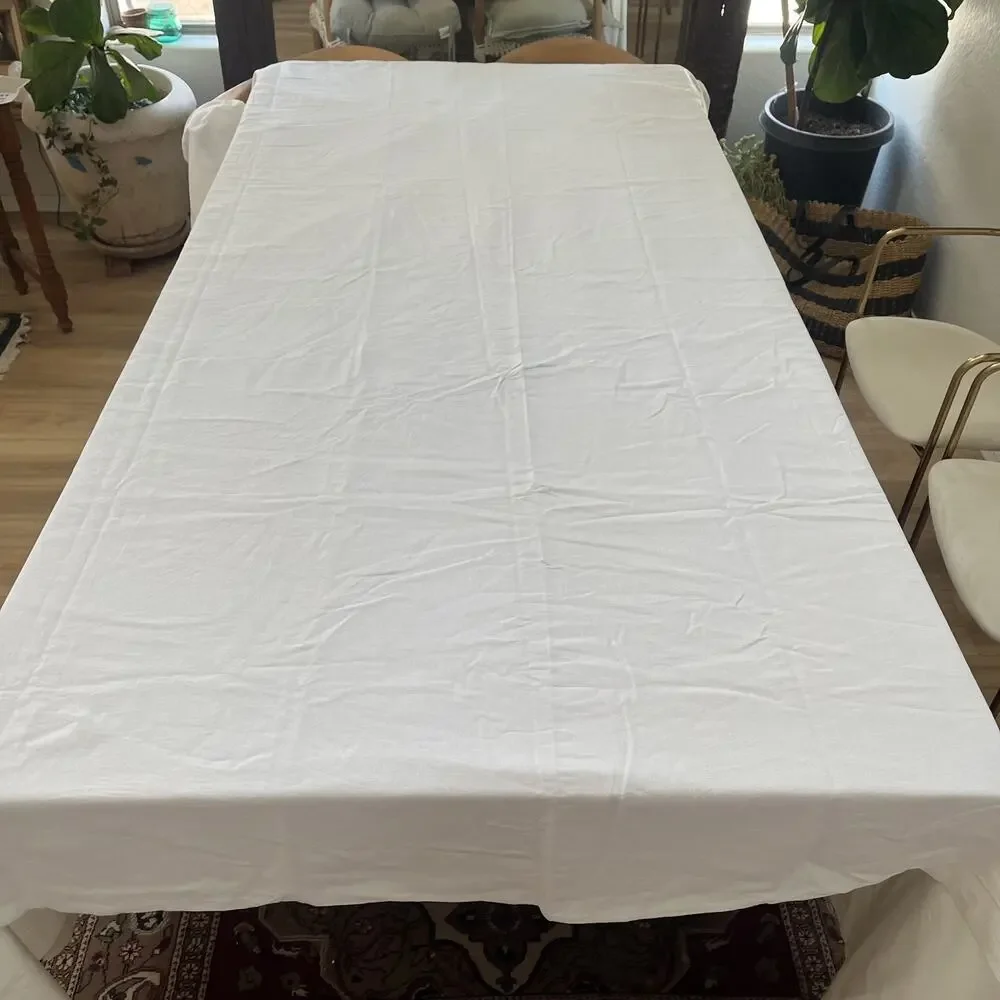 White 100% Linen Duvet Cover Wood Buttons 105